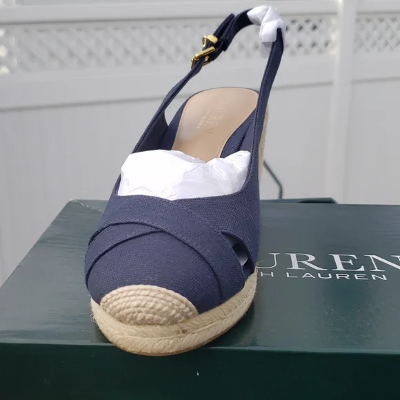 New Ralph Lauren blue wedges size 8 - Picture 3 of 9